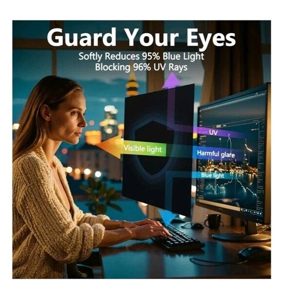 Magnetic Computer Privacy Screen Filter 24 inch, Removable Hanging Thin Bezel An - Picture 3 of 9